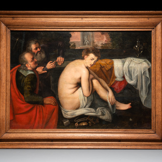 Workshop of Frans Floris (1519/20-1570): Suzanna and the elders, oil on panel, 16th C.