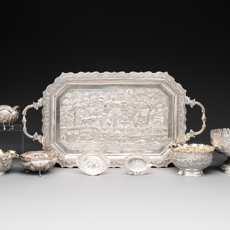 Eight silverwares, primarily South- and Southeast Asia, 19/20th C.