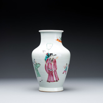 A Chinese famille rose 'Sanxing' vase, Yongzheng/Qianlong