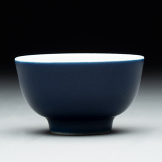 A Chinese blue-glazed cup, Daoguang mark and of the period