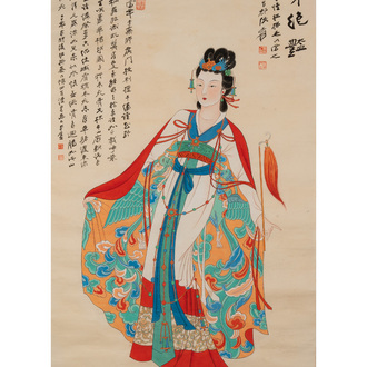 Follower of Zhang Daqian 張大千 (1898-1983): 'Beauty', ink and colour on paper