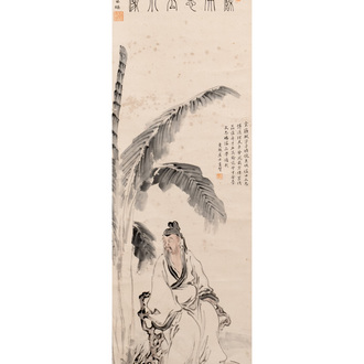 Su Manshu 蘇曼殊 (1884-1918): 'Sage under the banana tree', ink and colour on paper