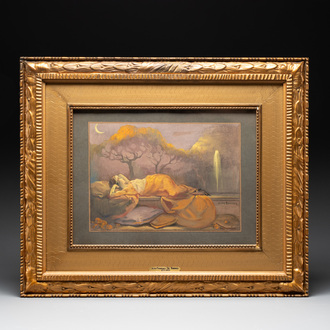 Jean-Francois De Boever (Ghent, 1872-1949): The Water Jet, oil and pastel on paper, signed