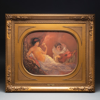 Jean-Francois De Boever (Ghent, 1872-1949): The Odalisque, oil and pastel on paper, signed