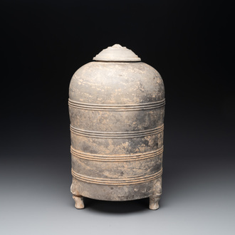 A Chinese terracotta tripod storage vessel, Han or later