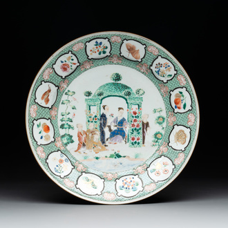 A Chinese famille rose 'arbor' plate after Cornelis Pronk, Qianlong