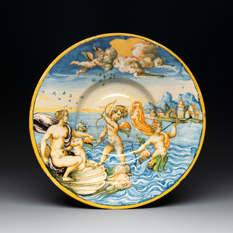 A large Italian maiolica 'Triumph of Galatea' dish, Fontana workshop, Urbino, ca. 1560-1570