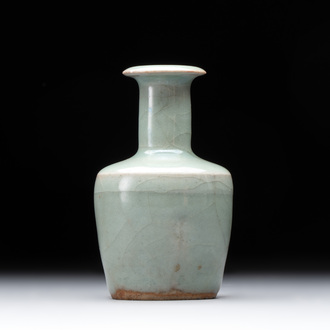 A small Chinese Longquan celadon mallet-shaped vase, Song/Yuan
