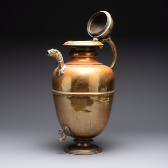 A large brass ewer with dragon-form spout, Italy, ca. 1600