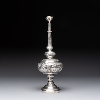 A French silver rose-form rose water sprinkler for the Ottoman market, 18/19th C.
