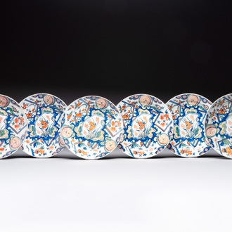 Six polychrome Dutch Delft 'lightning' plates, 18th C.