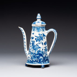 A rare blue and white Dutch Delft coffeepot, early 18th C.