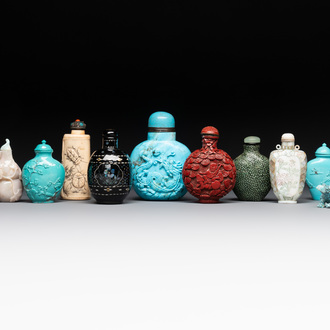 A collection of ten Chinese snuff bottles, 19/20th C.