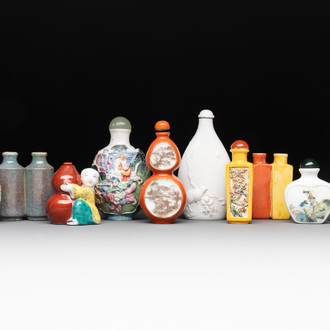 A collection of ten Chinese snuff bottles, various marks, 19/20th C.