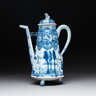 A rare Chinese blue and white 'Europa and the bull' coffeepot and cover, Kangxi