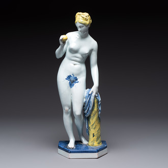 A polychrome faience model of Venus with the apple after Bertel Thorvaldsen, Samson, Paris, 19th C.