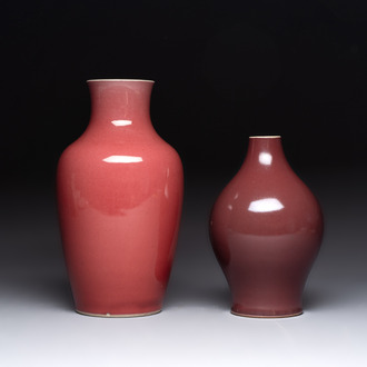 Two Chinese copper-red-glazed vases, 18th C.