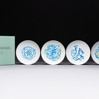 Zao Wou Ki (1920-2013): A set of four porcelain plates for Bernardaud Limoges, in the original box, dated 2018