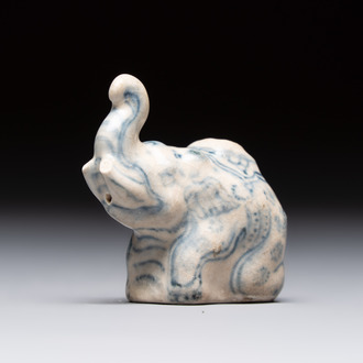 An Annamese or Vietnamese blue and white elephant-form water dropper, 15/16th C.