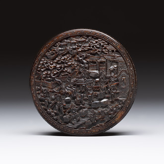 A monogrammed Chinese Canton export tortoiseshell box and cover, 19th C.