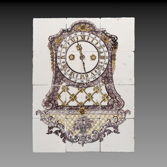 A polychrome Dutch Delft 'console clock' tile mural, probably Rotterdam, 18th C.