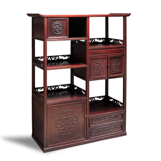 A Chinese carved wooden cabinet with chilong design, 20th C.