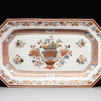 A massive Chinese famille rose octagonal 'flower basket' dish, Qianlong