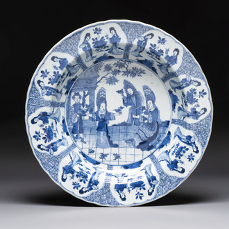 A Chinese blue and white 'Sense of Smell' dish for the European market, Kangxi mark and of the period