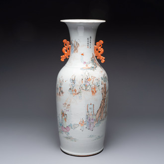 A Chinese qianjiang cai 'Taoist' vase, signed Wang Xingli 汪興黎, 19/20th C.