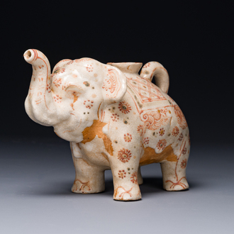A rare Annamese or Vietnamese polychrome-enamelled 'elephant' jug, 16th C.