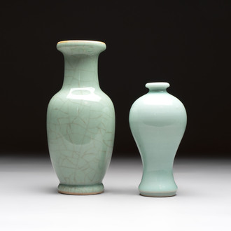 Two Chinese celadon-glazed vases, 19th C.