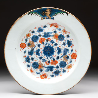A Chinese Imari-style armorial plate with the arms of Page for the English market, Kangxi, ca. 1718