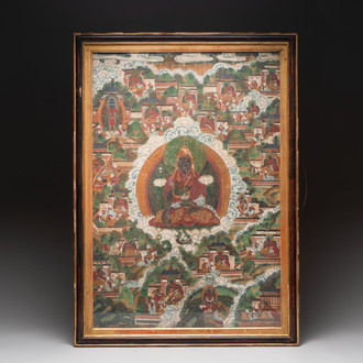 A Sino-Tibetan 'black lama' thangka, 19th C.