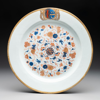 A large Chinese Imari-style armorial dish with the arms of Turner impaling Page for the English market, Kangxi, ca. 1718