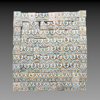A massive collection of 96 Spanish arista pottery tiles, Toledo, 16th C