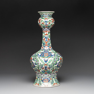 An large Iznik-style garlic head vase, Boch Frères Keramis, 20th C.