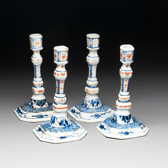 A set of four Chinese Imari-style candlesticks, 18th C.