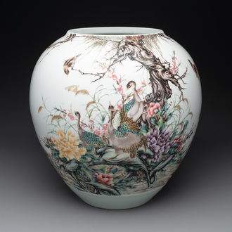 A Chinese famille rose 'birds among blossoming branches' vase, Xianfeng mark, Republic
