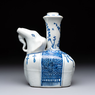 A Chinese blue and white 'elephant' kendi, Wanli