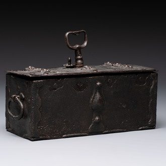 A small German wrought iron strongbox, probably Nuremberg, 1st half 16th C.