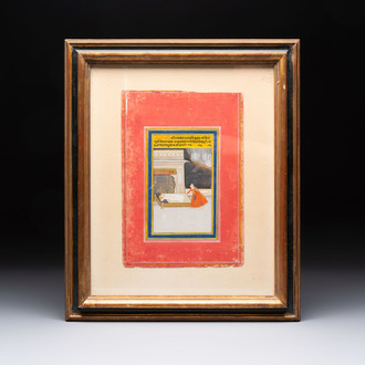 Mughal school: a miniature painting, 19th C.