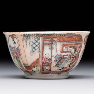 A Chinese famille rose 'San Niang Jiao Zi 三娘教子' cup, Qianlong