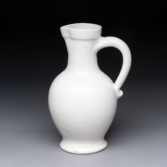 A white-glazed Delftware wine jug, early 18th C.