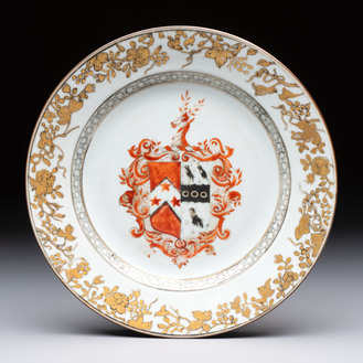A Chinese armorial plate with the arms of Carr and Kerr impaling Bigge for the English market, Yongzheng, ca. 1735