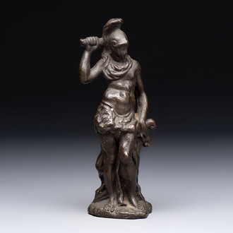 A bronze sculpture of a classical hero, probably Theseus, Italy, 16/17th C.