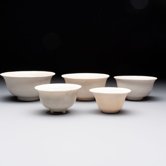Five Chinese white-glazed 'Hatcher Cargo' shipwreck bowls, Transitional period