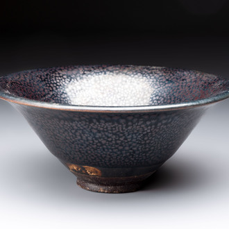 A rare Chinese black-glazed 'oil-spot' tea bowl, Song/Jin