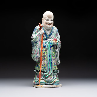 A Chinese famille rose figure of Shoulao, 19th C.