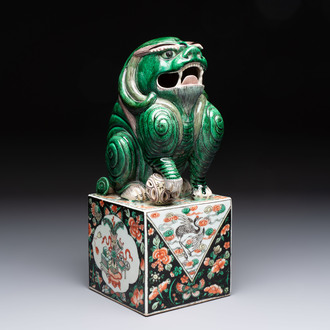 A Chinese famille verte Buddhist lion, 19th C.