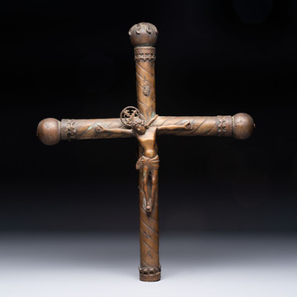 A brass processional cross with corpus Christi, Spain or France, 15th C.